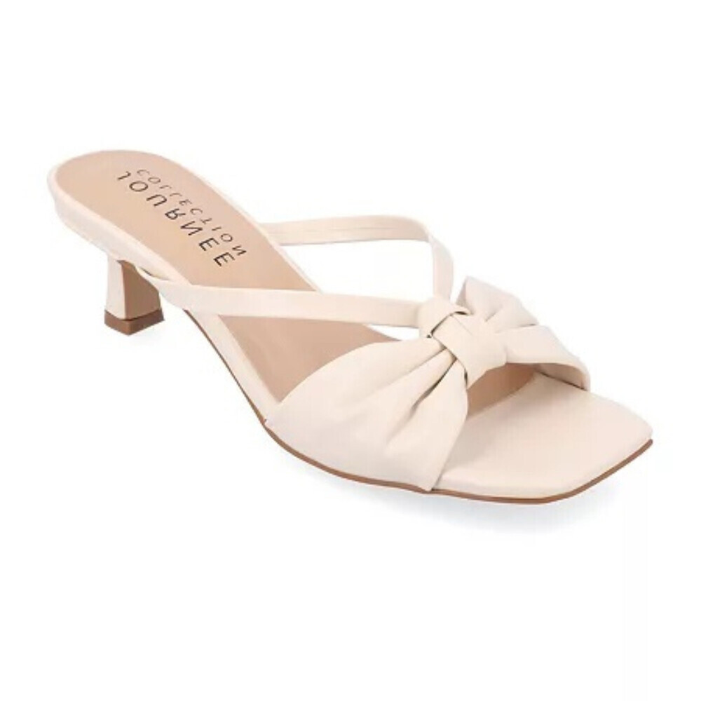 Journee Collection Starling Women's US 9 Ivory Kitten Heel Dress Sandals GAL1320